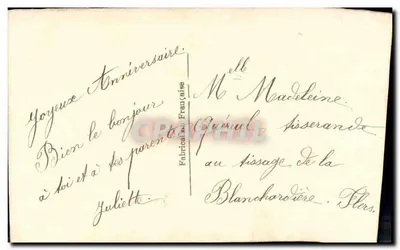Bouquet di margherite — cartolina d'anniversario — Fabbricazione francese — Verso