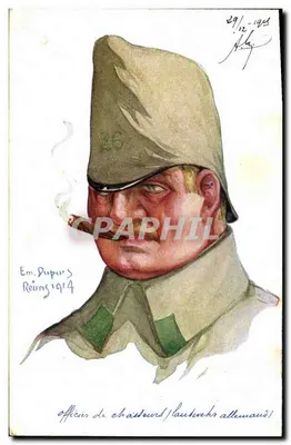 Officier de chasseurs / Faustwehr allemand — Em. Pupur, Reims 1914 — Fisé Paris Color