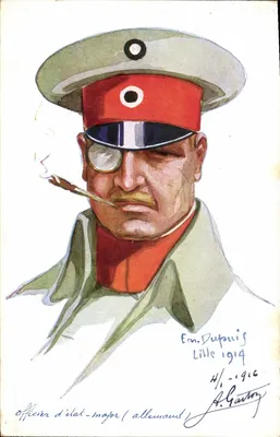 Officier d'état-major (allemand) — caricature — Em. Dupuis, Lille 1914