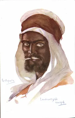 Portrait d'un homme en turban — peinture à l'aquarelle — signé E. Dupuich, Lombardt, novembre 1914