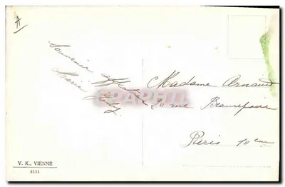 Paisaje rural con pareja — editor V. K., Viena, n° 4134 — Reverso