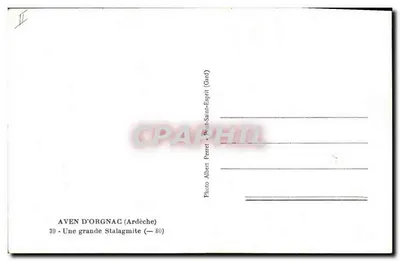 Aven d'Orgnac — Una gran estalagmita — Foto Albert Perret (Gard) — Reverso