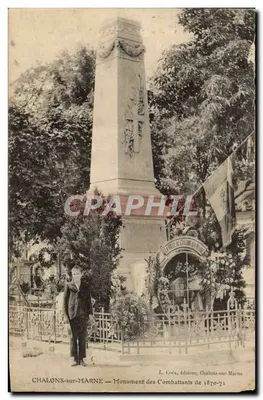 Старинная открытка Милитария Героическая война 1870 года Монумент памяти воинов 1870 года, Чалон-сюр-Марна 1871