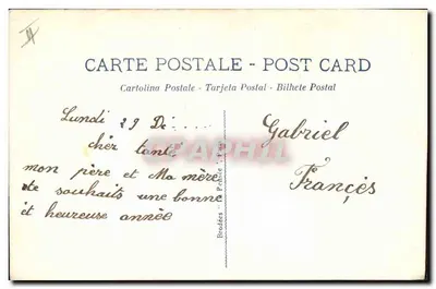 Fiore e nastro ricamati — cartolina postale multilingue — editore non identificato — Verso