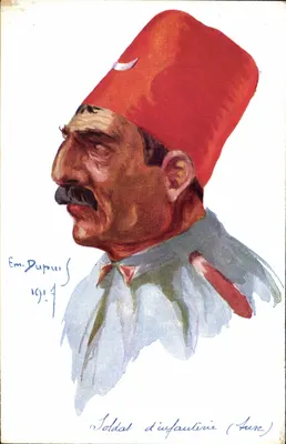 Soldado de infantaria (Turco) — ilustração de Em. Dupuis — Paris Color, N° 32
