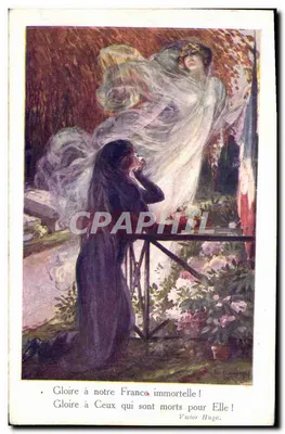 Bilhete postal antigo Fantasia Ilustrador Dupuis Militaria Glória à nossa França imortal!