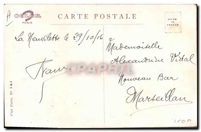 Bilhete postal antigo Fantasia Ilustrador Dupuis Militaria Glória à nossa França imortal! — Verso