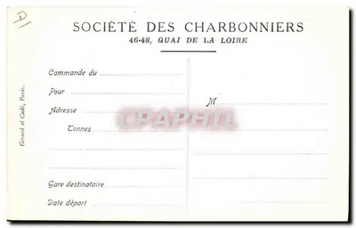 Débarquement des bateaux — Quai de la Loire — Société des Charbonniers Réunis — Verso