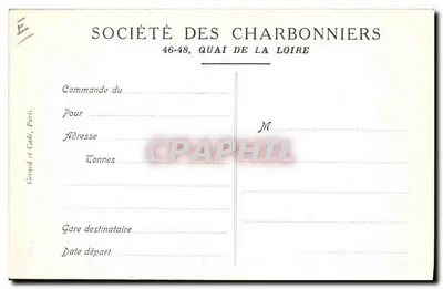Chantier des Charbonniers Réunis — Quai de la Loire, 46 et 48, côté ouest — Société des Charbonniers — Verso