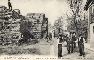 L'Empilage des Bûches — Société des Charbonniers, Chantier 43 et 45, Quai de Grenelle (côté nord)