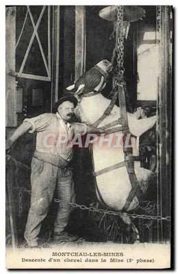 Montceau-les-Mines — Descente d'un cheval dans la Mine (3e phase) — G. Courcol, édit.