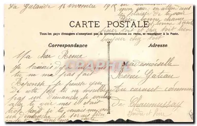 Ave com uma flor — carta postal ilustrada — editor desconhecido — Verso