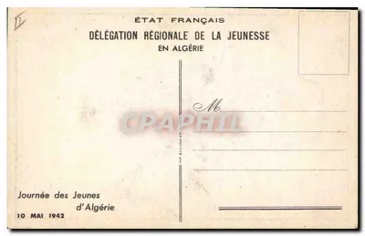 Kaktus w doniczce — kolorowa ilustracja — Délégation Régionale de la Jeunesse en Algérie — Rewers