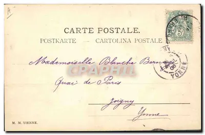 Três jovens mulheres em cima de um grande ovo — Páscoa 1906 — D. Richard — Verso