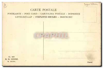 Jovem mulher com chapéu rosa — retrato — M. M. Munk, n° 400 — Verso