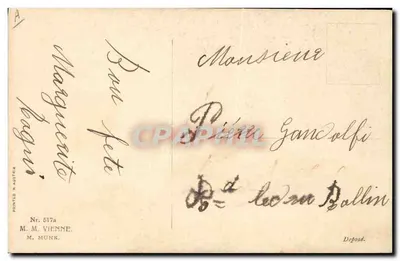 Jovem casal em um jardim — editor M. Munk, n° 517a — Verso