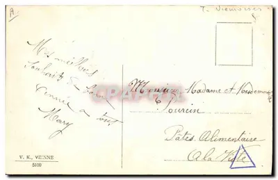 Donna e cervo sulla neve — Buon anno — editore V. K., Vienna, n° 5100 — Verso