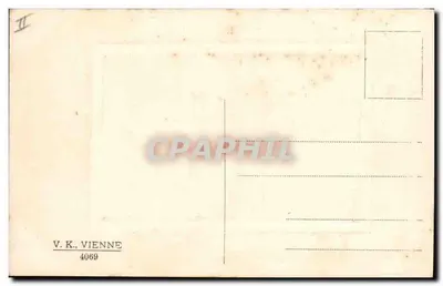Scena wiosenna w wiosce — stara karetka — V.K. Wiedeń 4069 — Rewers