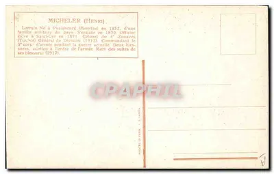 Geral Micheler — Retrato militar — L. Tallet — Verso