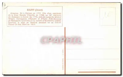 Jean Rapp — Alsacien, ajudante de campo de Bonaparte — gravura de L. Vallet — Verso