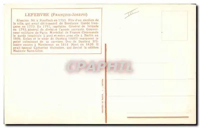 François-Joseph Lefebvre — General de brigada, Governador militar de Paris — L. Wallet — Verso