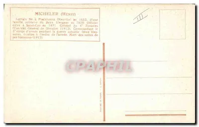 Coronel Henri Micheler — Soldado em uniforme — L. Hallet — Verso