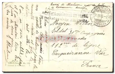 Vue de la porte de la ville enneigée — Hévéria — n° 2283 — Verso