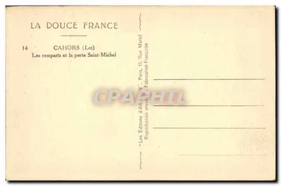 Cahors (Lot) — Zamek i brama św. Michała — Wydawnictwo Art Yvan, Paryż — Rewers