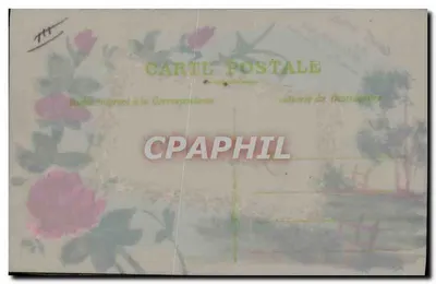 Augustine — antieke ansichtkaart met bloemen en landschap — Achterkant