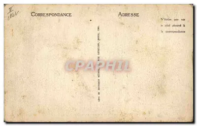 Bilhete postal antigo Palácio de Justiça e Avenida da República Aurillac — Verso