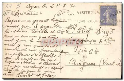 Agen — A Prefeitura — Editor Chandrac e Cia, n° 256 — Verso