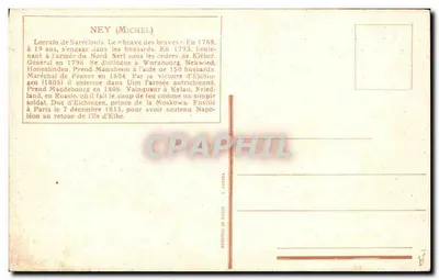 Ney (Michel) — général français en action — dessin de L. Vallet — Achterkant