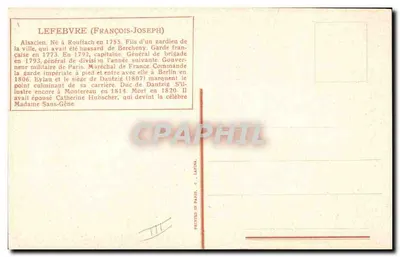 François-Joseph Lefebvre — Geral de brigada, Duque de Dantzig — editor L. Ballet — Verso