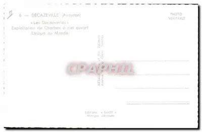 Décazeville (Aveyron) — Extração de carvão a céu aberto — Edições Gaby — Verso