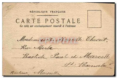 Flores — Girassóis e violetas — Carta postal francesa — Verso