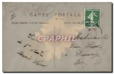 1º de Abril — Peixe e buquê de rosas — Carte postale francesa — Verso
