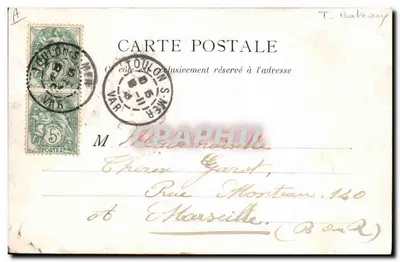Le Bouvet — pancernik eskadry — A. Couturier, fot. wyd. Toulon — Rewers