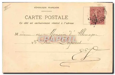 Carta postal de boas-vindas — desenho de flores e fitas — editor não visível — Verso