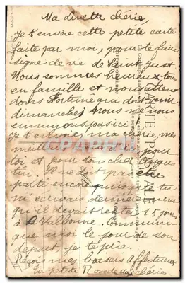 Noël — scène de neige avec église — carte postale dessinée — Verso