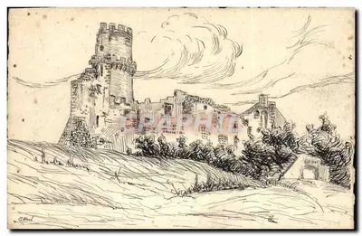 Schloss der Tour — Tuschezeichnung — G. Allard