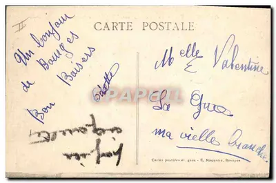 Bourges — Sąd, fasada ulicy Paver — Wydawca E. Maquaire, nr 379 — Rewers