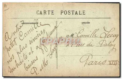 Velho Tipo de Plougasatel-Daoulas — Coleção Villard, Quimper — n° 1752 — Verso
