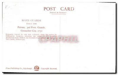 Scots Guards — Private 3rd Foot Guards, Grenadier Coy. 1751 — Elms Publishing Co., Edinburgh — Verso