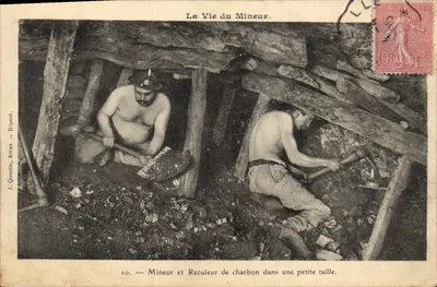 Minero y Recuperador de carbón en una pequeña mina — J. Quentin, Arras — Dipozé — n°10