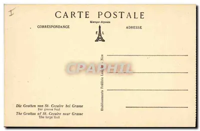 Jaskinie w Saint-Cézaire, blisko Grasse (A.-M.) — Wielka Sala — F. L. nr 591 — Rewers