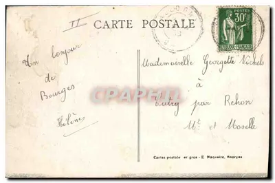 Bourges — O Palácio de Justiça — Editor E. Maquaire, n° 378 — Verso