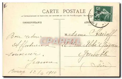 Bourg - Prefektura — wydawca B. Ferrand, 41 Rue Centrale — Rewers