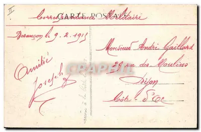 Besançon — Prefeitura — fachada sobre o parque — Ed. Gaillard-Prêtre, Besançon — Verso