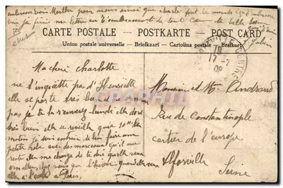 Bilhete postal antigo Environs de Villiers Saint Georges Les carrieres de Montaiguillon — Verso