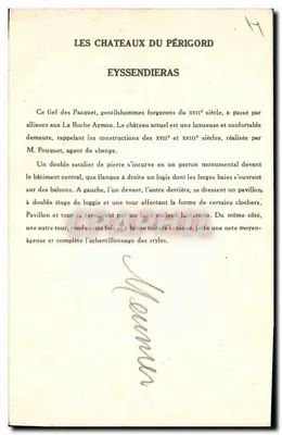 Zamek w Eyssendieras — Zamek Périgord — Kolekcja Solution Pautanberge, 10. seria — Rewers